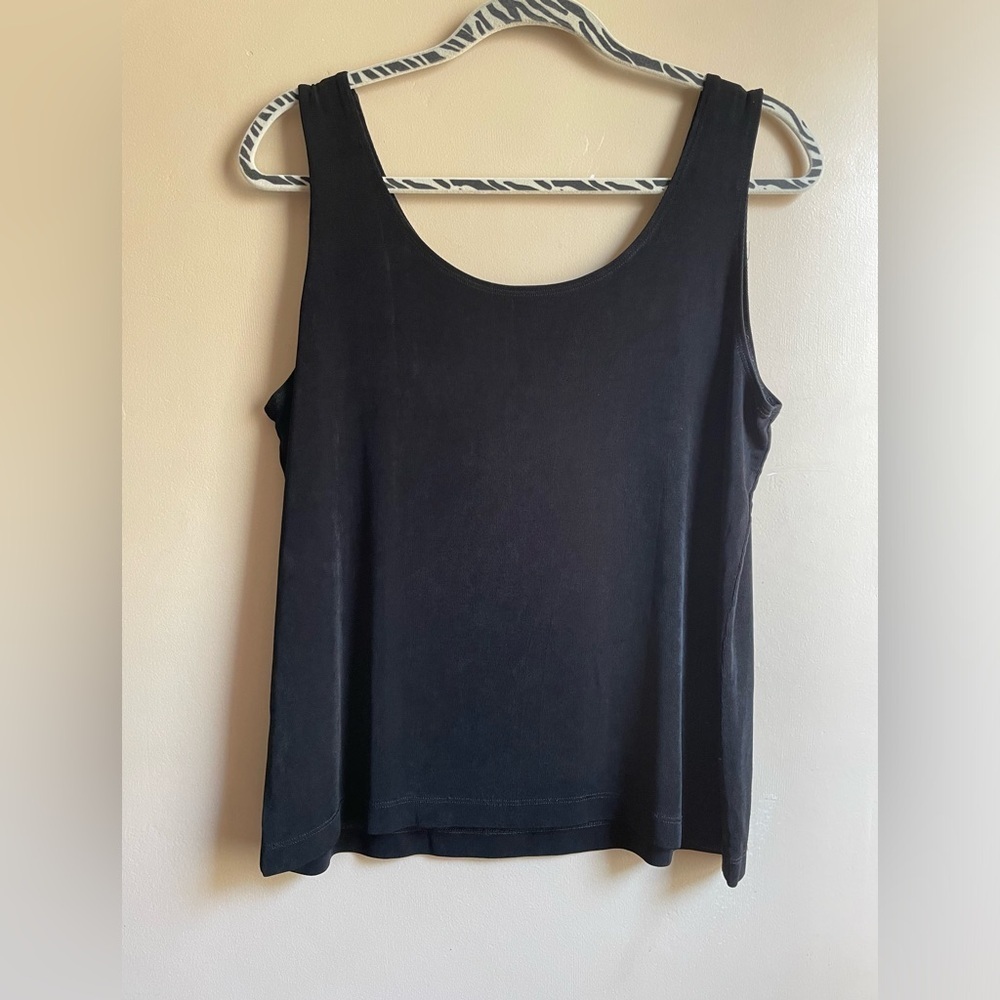 Chicos Travelers Liquid Knit scoop neck tank size XL black capsule wardrobe
